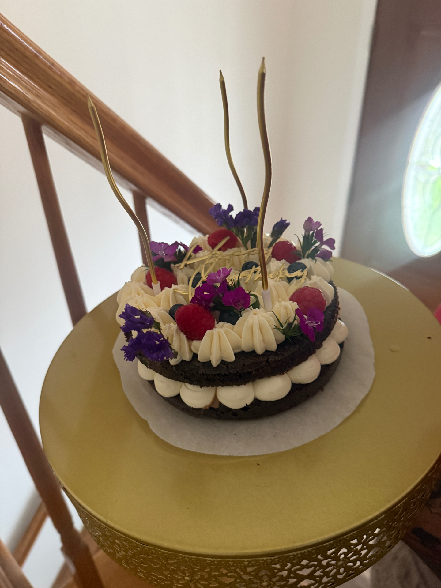 Chocolate Layer Cake with Fresh Berries & Florals