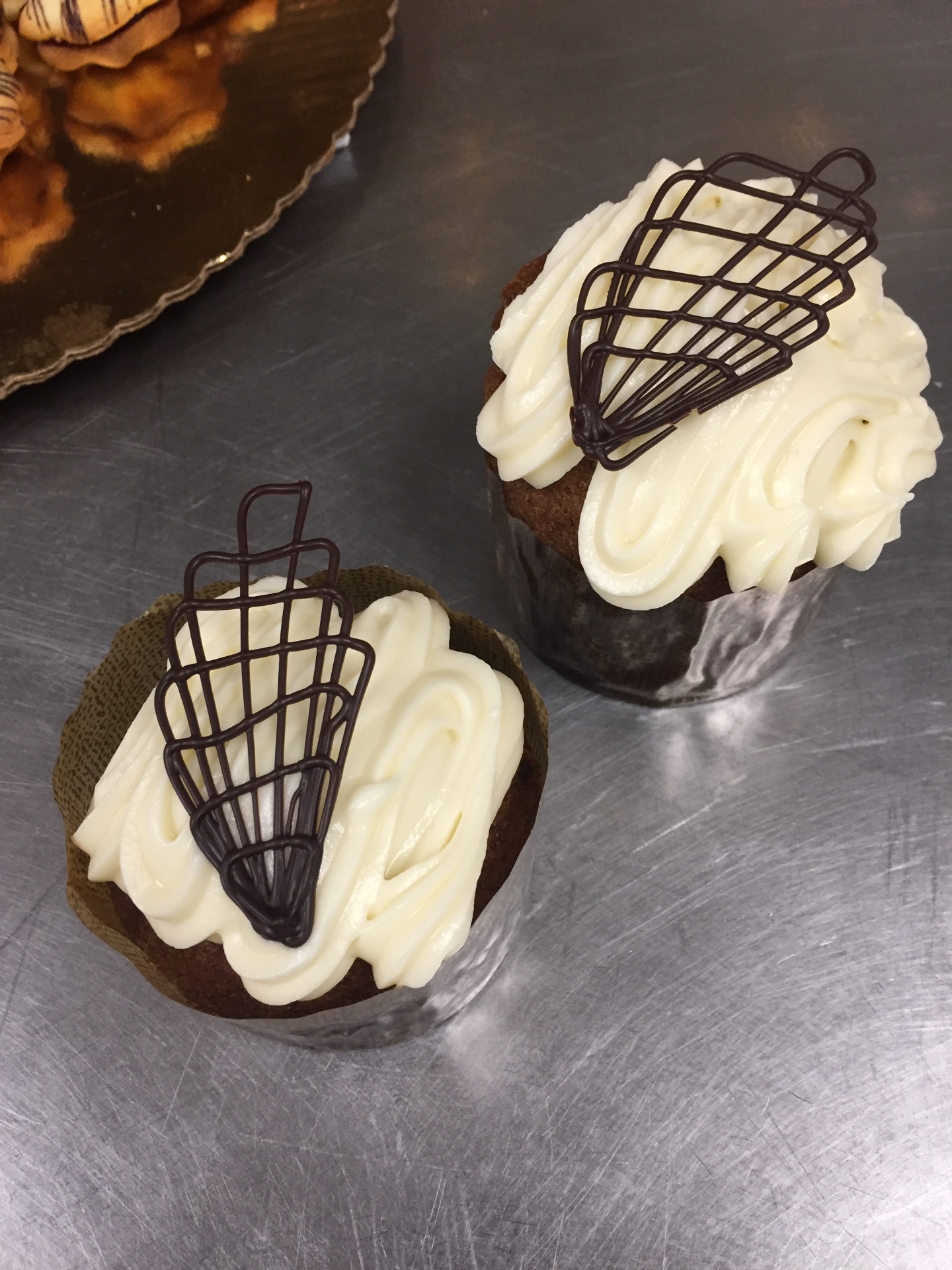 Carrot Cake Cupcakes with Cream Cheese & Chocolate Lattice