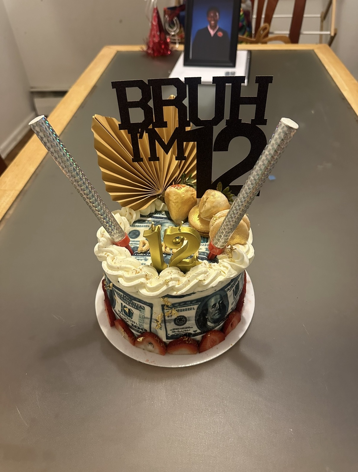 'Bruh I'm 12' Money-Themed Birthday Cake