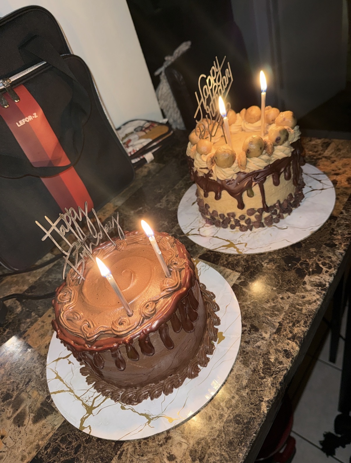 Chocolate Birthday Cake & Cookie Dough Drip Cake Duo