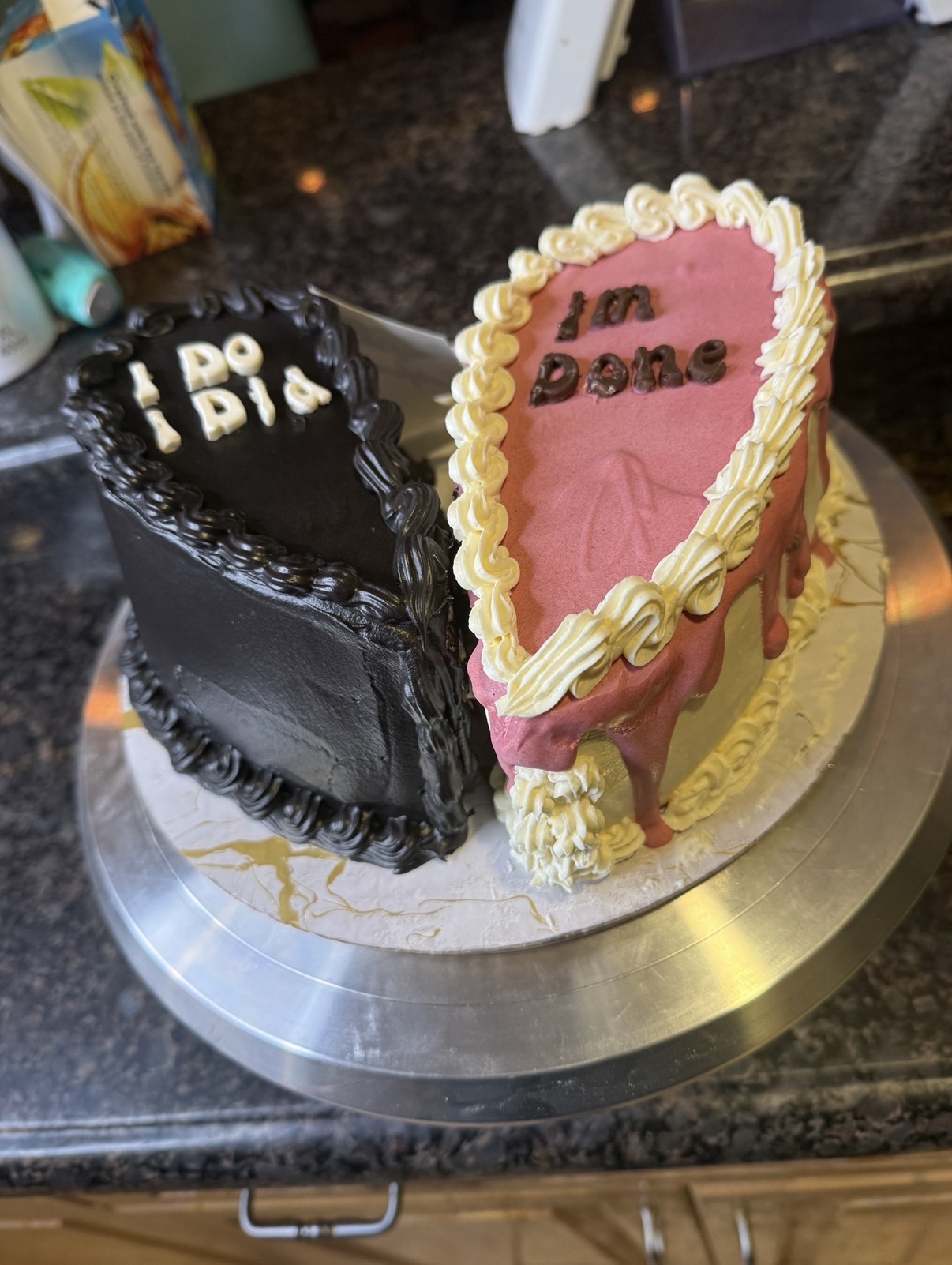 'I Do / I'm Done' Split Divorce Party Cake