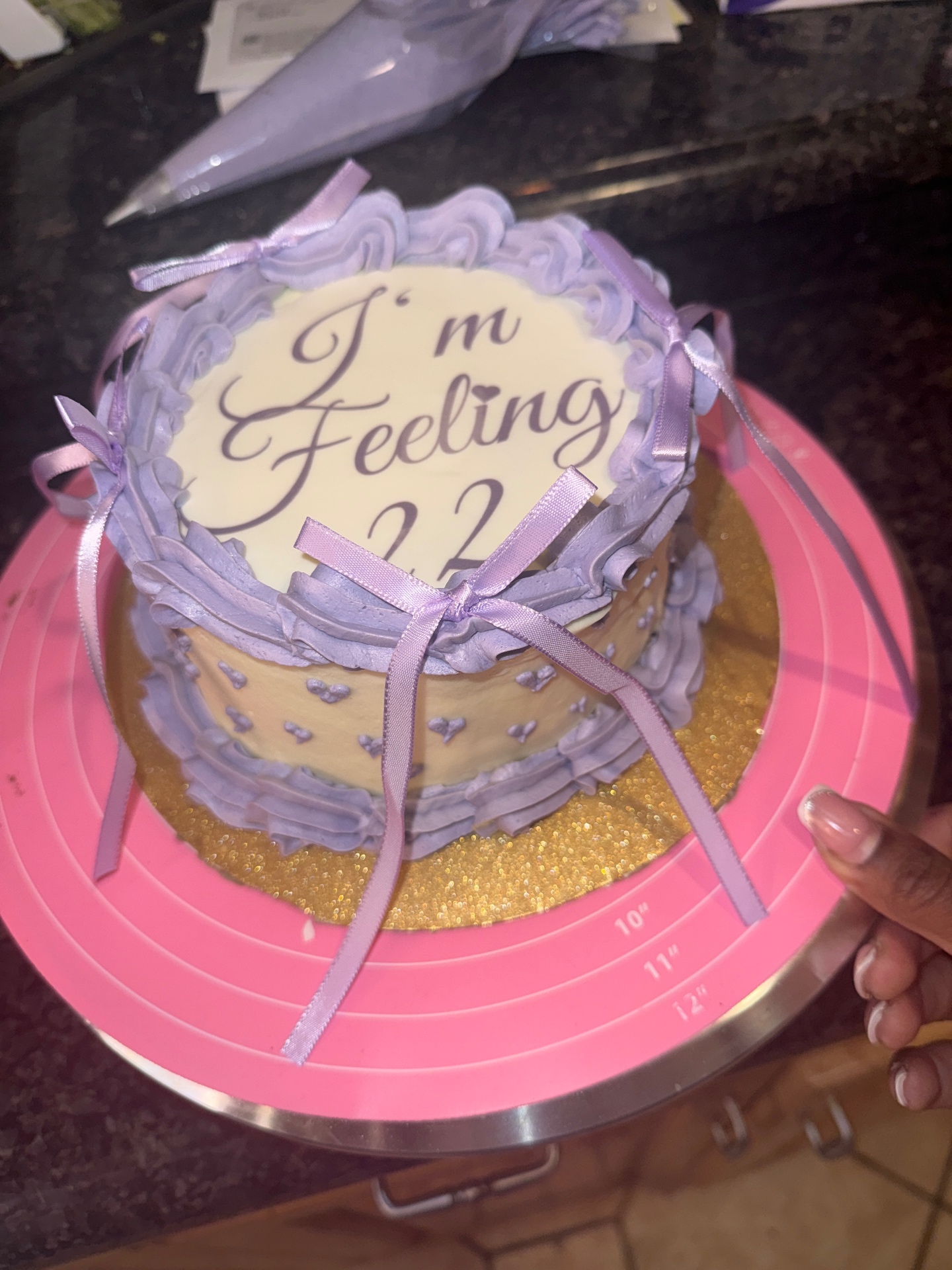 'I'm Feeling 22' Lavender Cake with Ribbon Bows