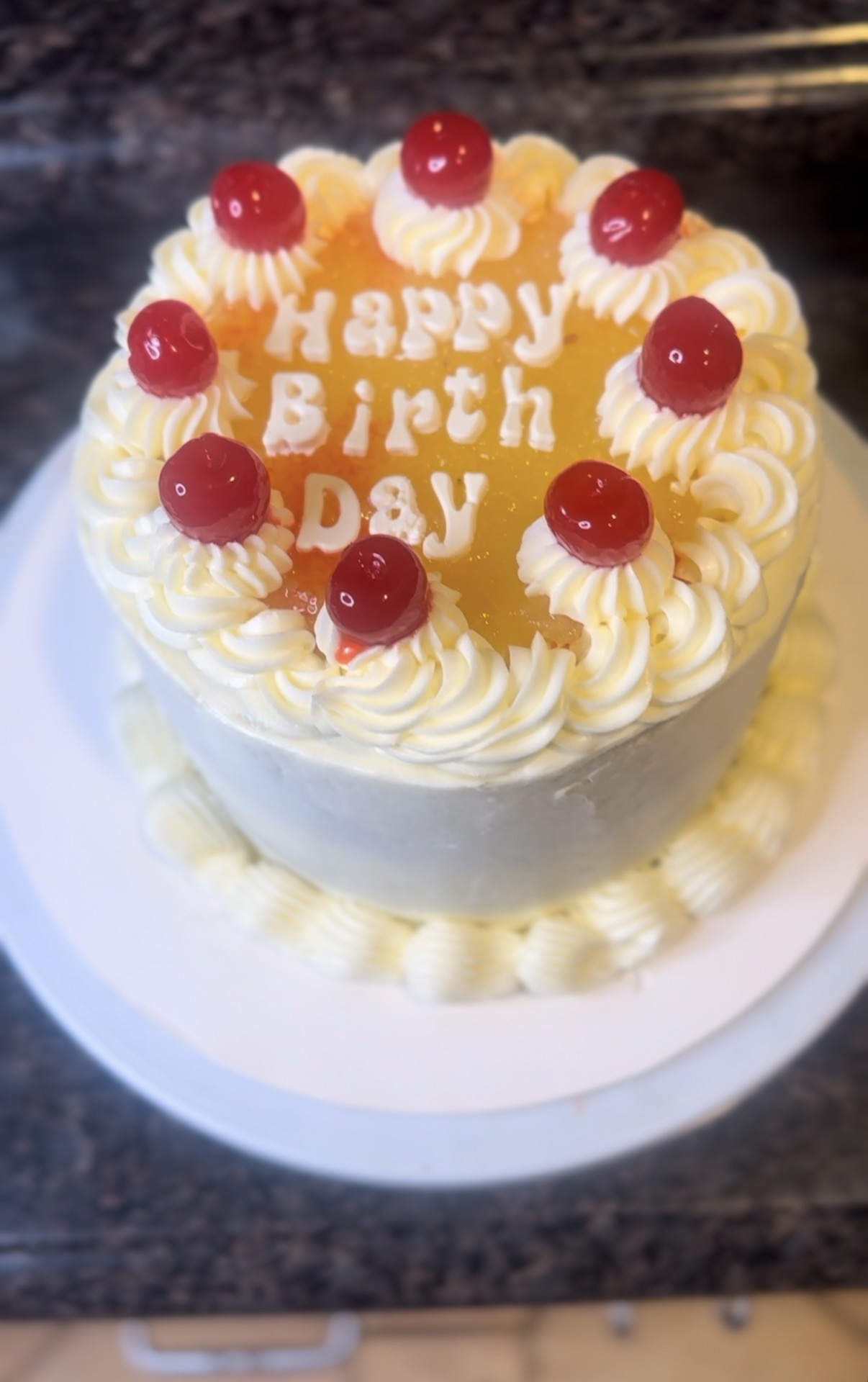 Pineapple & Cherry Birthday Cake